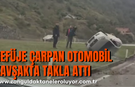 Refüje Çarpan Otomobil  Kavşakta Takla Attı