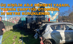 Üç kişilik aile dehşeti yaşadı, trenin çarptığı otomobil 30 metre sürüklendi