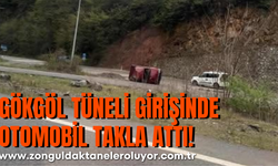 Gökgöl Tüneli Girişinde Otomobil Takla Attı!