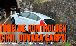 Tünelde kontrolden çıktı, duvara çarptı