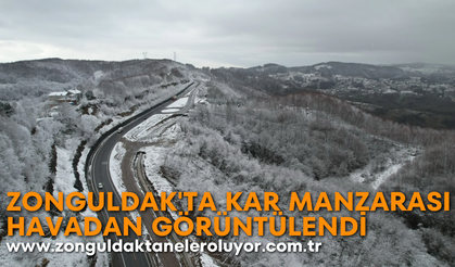 Zonguldak’ta kar manzarası havadan görüntülendi