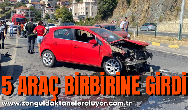 Zonguldak’ta zincirleme trafik kazasında 5 araç birbirine girdi