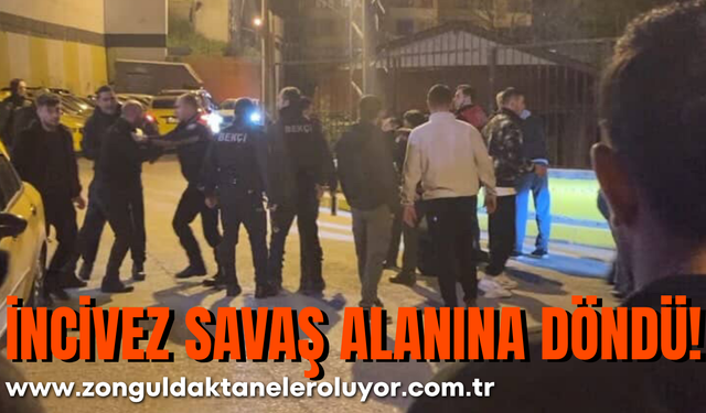 İncivez’de bıçaklı kavga, polis biber gazı sıktı.