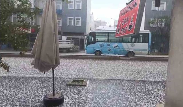 Demirözü'nde dolu yağışı etkili oldu