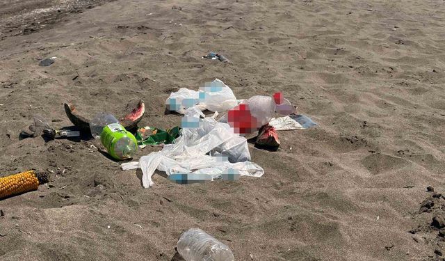 Samsun sahilinde tepki çeken görüntü
