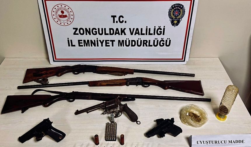 Zonguldak’ta ruhsatsız silah operasyonu; 2 kişi adli kontrolle serbest bırakıldı