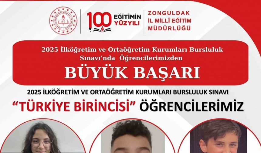 Zonguldaklı öğrenciler bursluluk sınavında Türkiye birincisi oldu