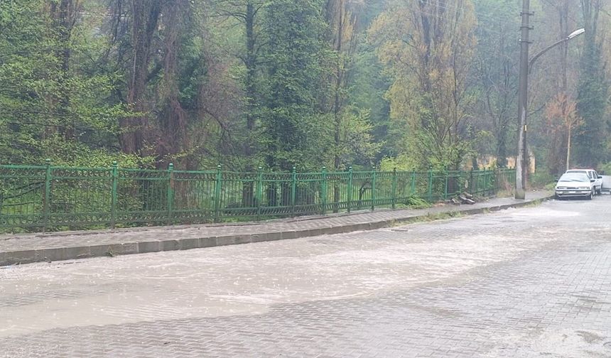 Zonguldak'ta sağanak yağışla birlikte göle döndü