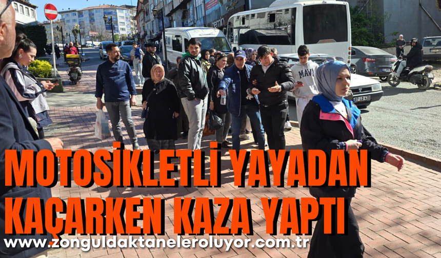 Motosikletli yayadan kaçarken kaza yaptı